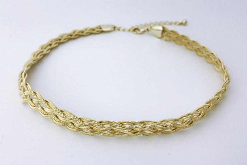 [Ozel] Feminine Glossy Brass Choker Necklace