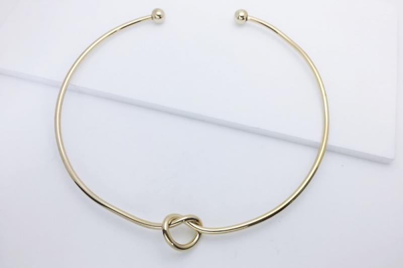[Ozel] Point Look Glossy Brass Choker Necklace