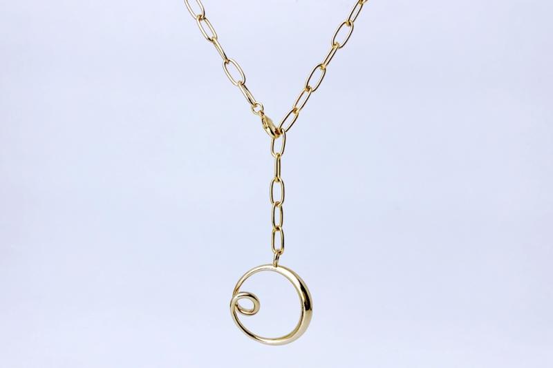 [Ozel] Subtle Charm Glossy Brass Zinc Alloy Necklace