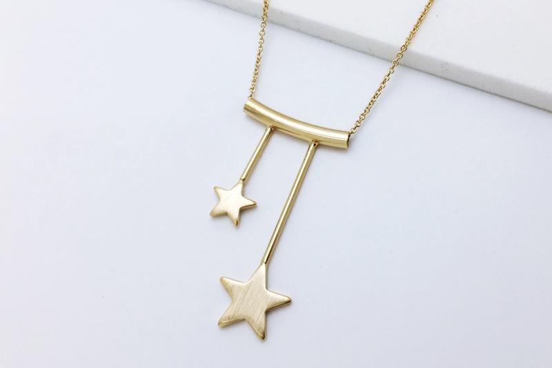 [Ozel] Layered Matte Glossy Brass Necklace