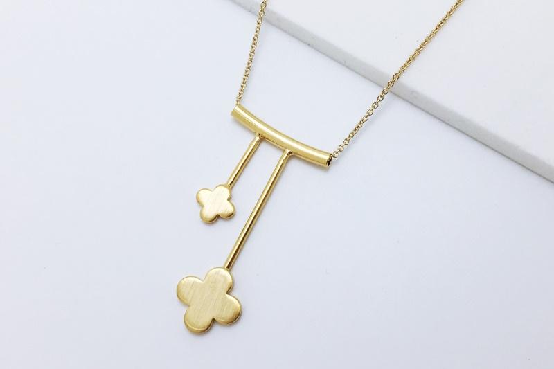 [Ozel] Trendy Matte Glossy Brass Necklace