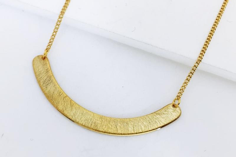 [Ozel] Romantic Mood Asymmetrical Curve Glossy Brass Necklace
