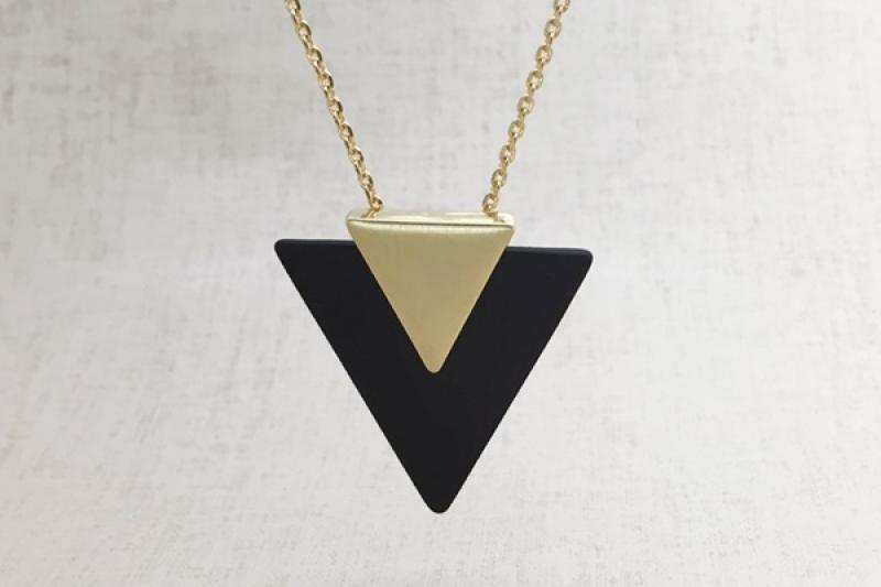 ] Layered matte zinc alloy necklace [Ozel