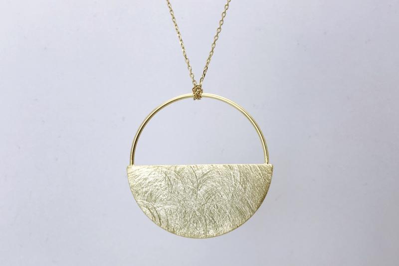 [Ozel] Layered Asymmetrical Curve Glossy Brass Necklace