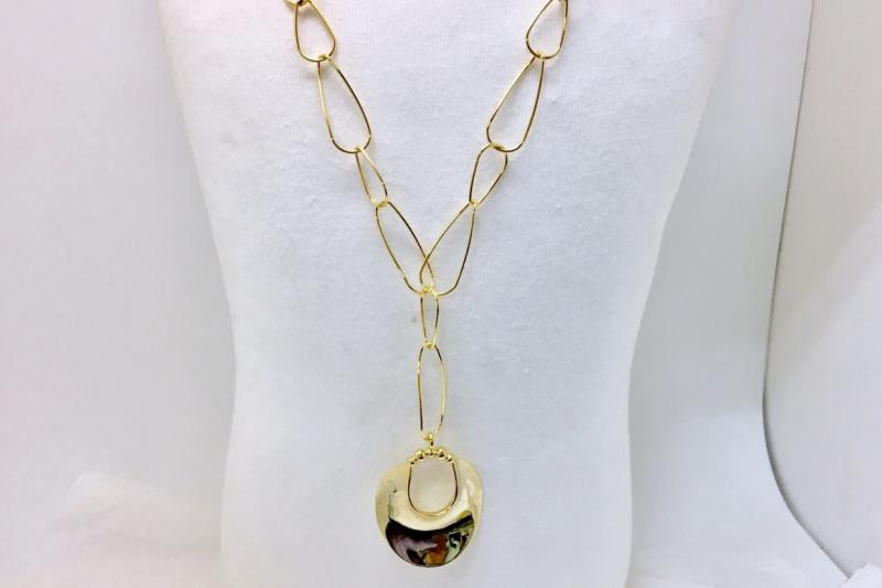 [Ozel] Daily Point Glossy Brass and Zinc Alloy Necklace