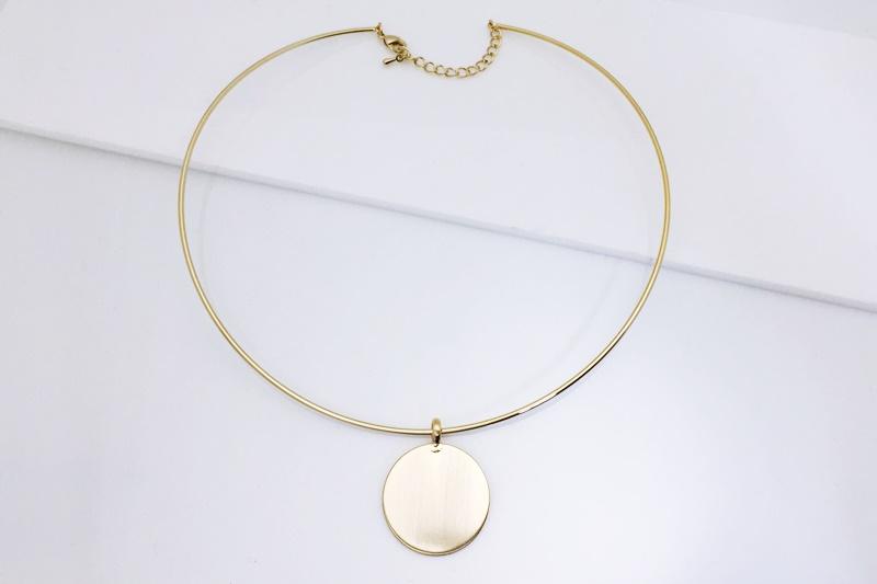 [Ozel] Elegant Matte Glossy Brass Choker Necklace