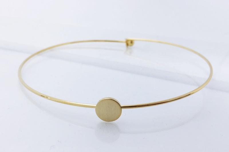 [Ozel] Elegant Glossy Brass Choker Necklace