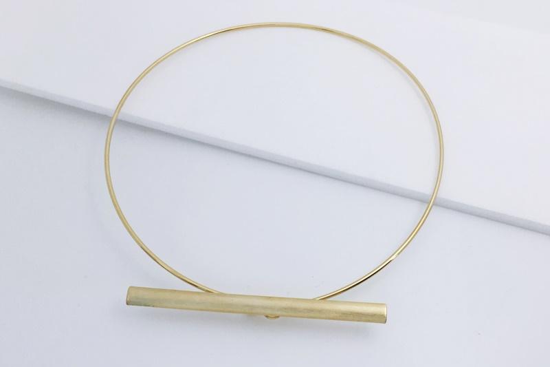[Ozel] Simple Minimalist Matte Glossy Brass Choker Necklace