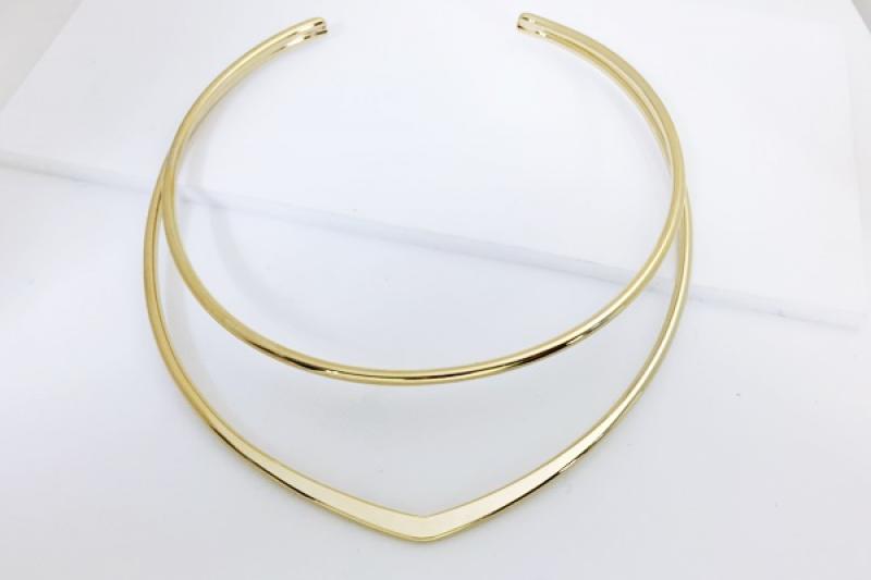 [Ozel] Daily Statement Glossy Brass Choker Necklace