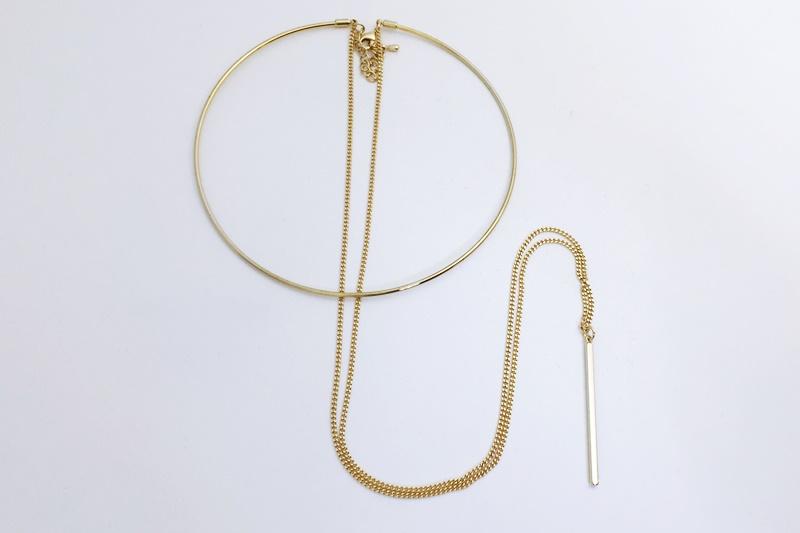 [Ozel] Glossy brass necklace for wedding guest look