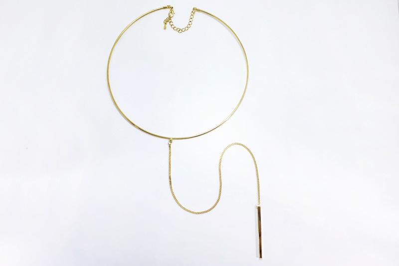 [Ozel] Glossy brass necklace for wedding guest look [