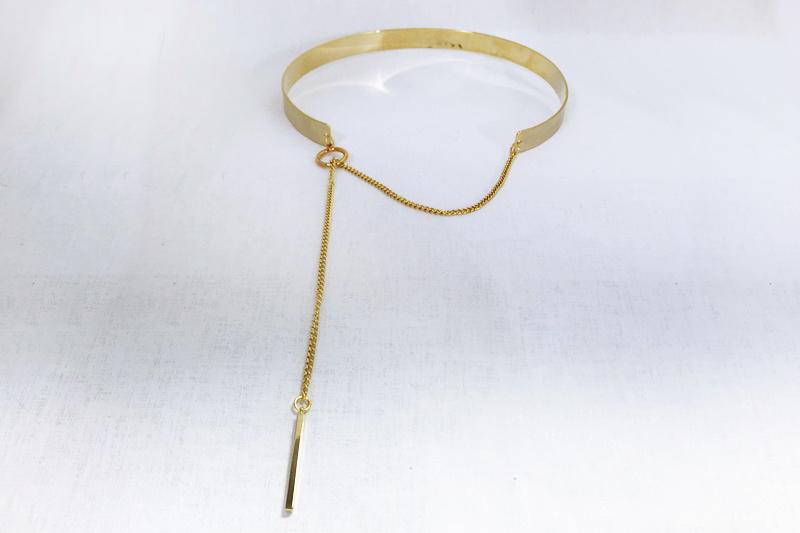 brass choker necklace [Ozel] Unique mood glossy