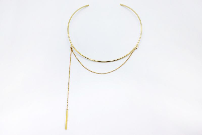 [Ozel] Subtly Charming Glossy Brass Choker Necklace