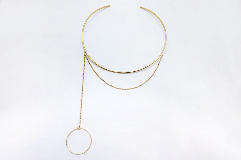 [Ozel] Layered Glossy Brass Choker Necklace