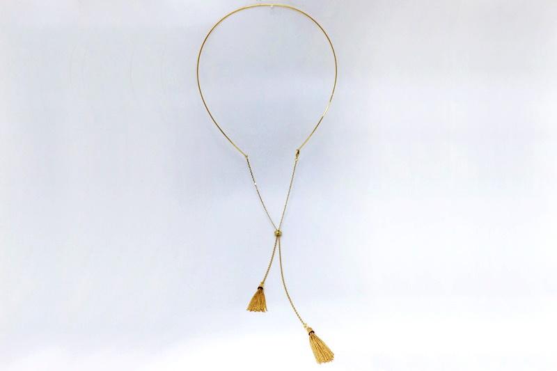 [Ozel] Sophisticated Glossy Brass Choker Necklace