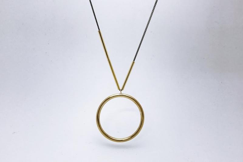 [Ozel] Daily Statement Glossy Brass Necklace