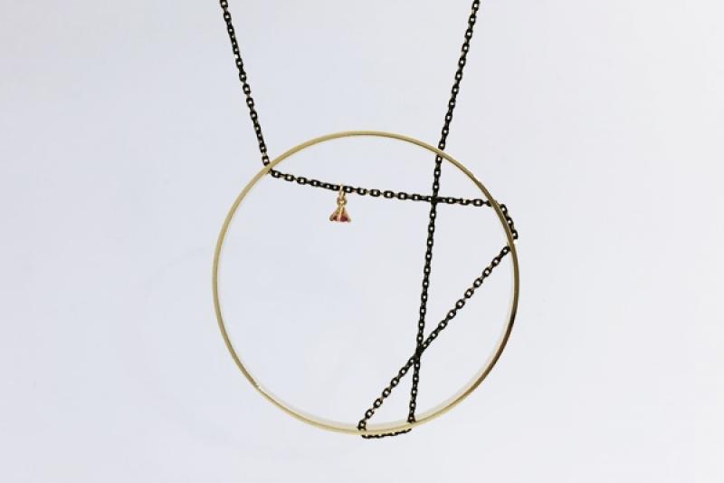 [Ozel] Shiny BRASS Cubic Zirconia Necklace