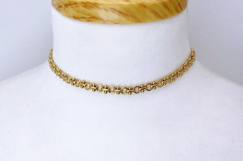 [Ozel] Casual Mood Glossy Brass Choker Necklace