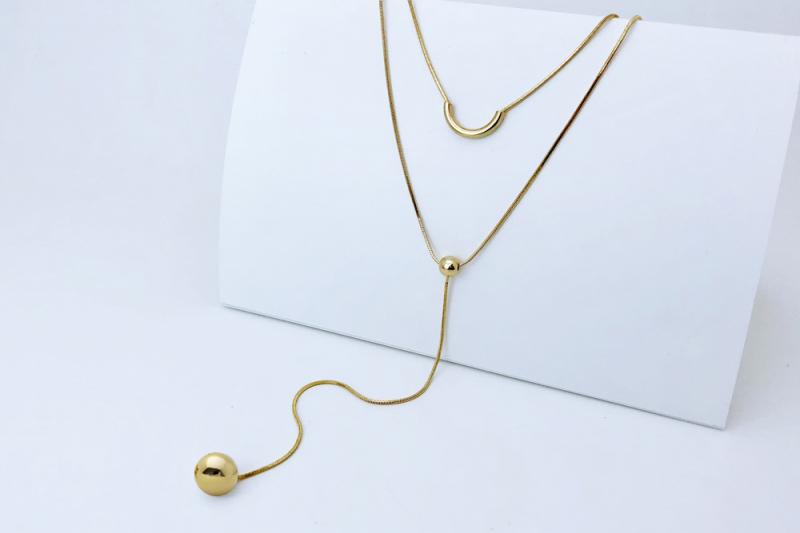 [Ozel] Vintage Vibe Glossy Brass Necklace
