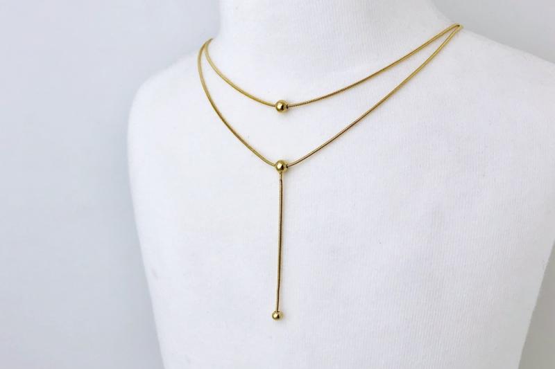 [Ozel] Trendy Glossy Drop Brass Necklace