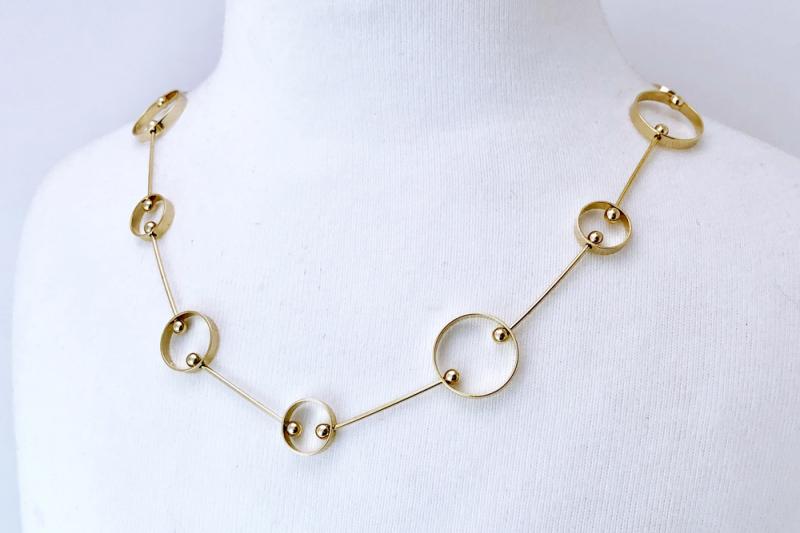 [Ozel] Simple minimal glossy brass necklace