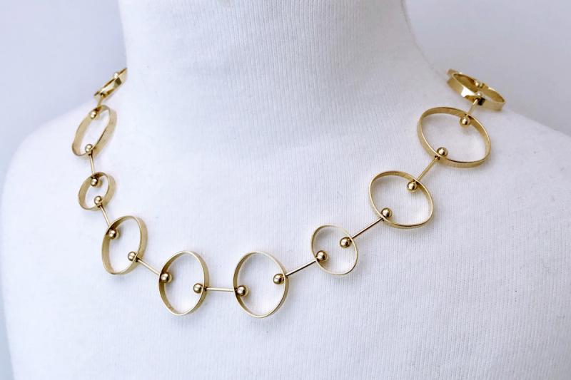 [Ozel] Casual mood glossy brass necklace