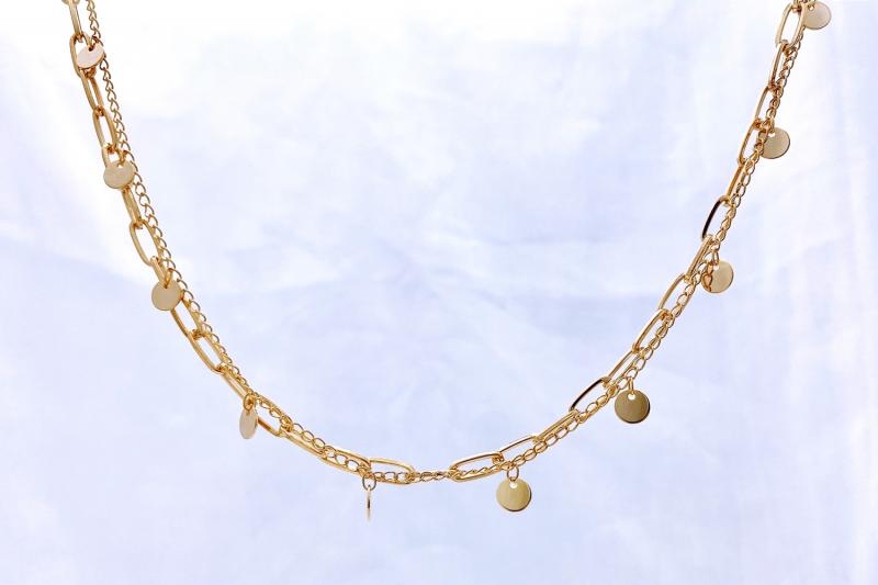 [Ozel] Wedding Guest Look Glossy Chain Brass Surgical Steel Necklace