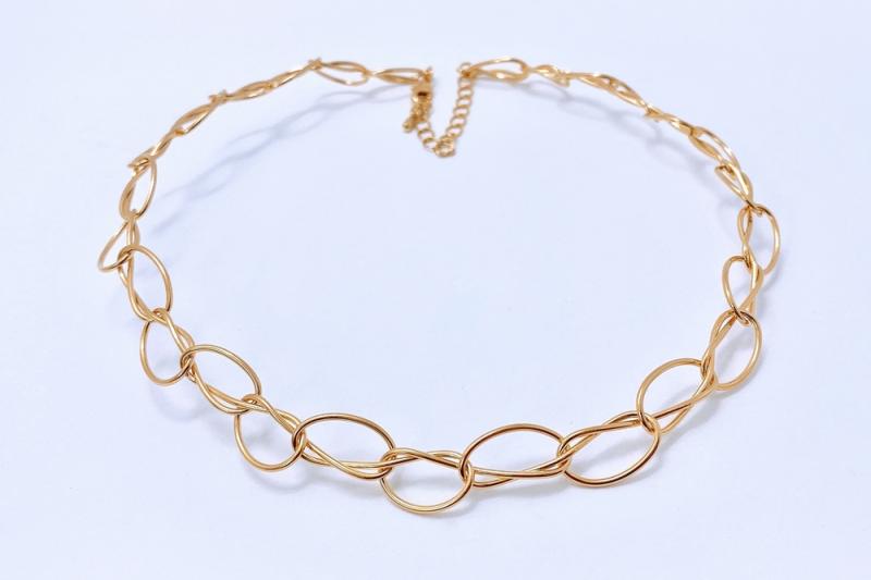 [Ozel] Subtle Charm Glossy Brass Choker Necklace