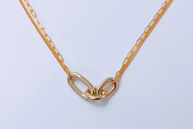 [Ozel] Simple minimal glossy brass zinc alloy necklace