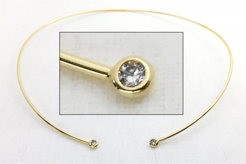 [Ozel] Daily Point Glossy Brass Cubic Choker Necklace