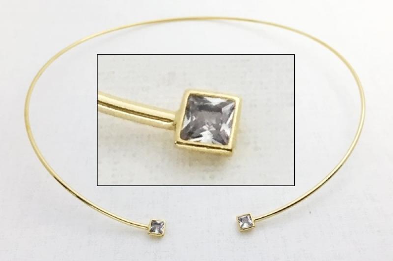 [Ozel] Feminine Glossy Brass Cubic Choker Necklace