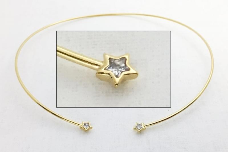 [Ozel] Subtle Charm Glossy Brass Cubic Choker Necklace