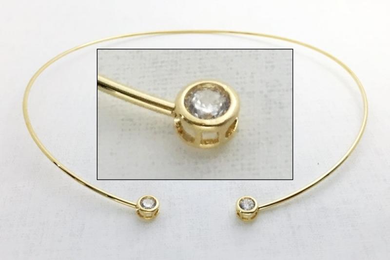 [Ozel] Vintage Vibe Glossy Brass Cubic Necklace