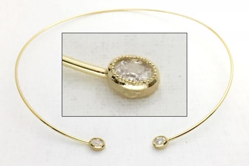 [Ozel] Casual Mood Glossy Brass Cubic Necklace