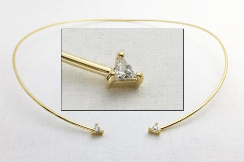 [Ozel] Vintage Vibe Glossy Brass Cubic Choker Necklace