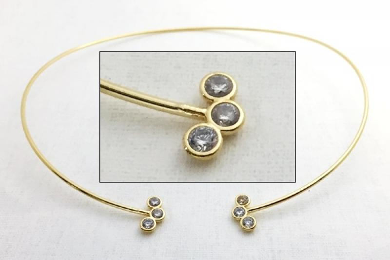 [Ozel] Sophisticated Glossy Brass Cubic Necklace