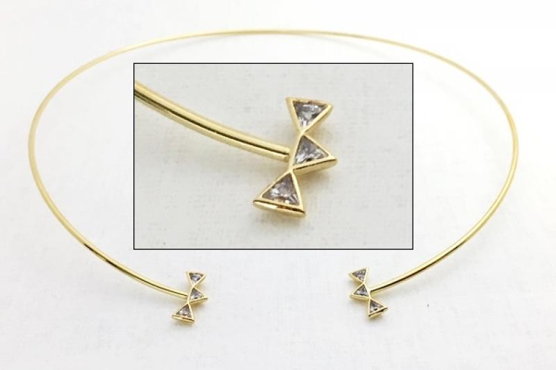[Ozel] Unique Mood Glossy Brass Cubic Choker Necklace