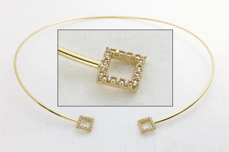 [Ozel] Luxurious Glossy Brass Cubic Necklace