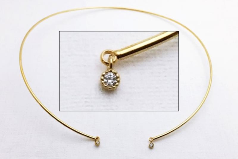 [Ozel] Girlfriend Gift Glossy Brass Cubic Necklace