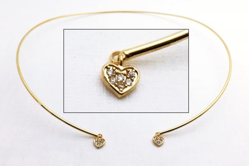 [Ozel] Casual Mood Glossy Brass Cubic Necklace