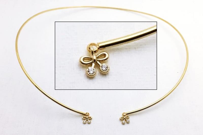 [Ozel] Luxurious Glossy Brass Cubic Necklace