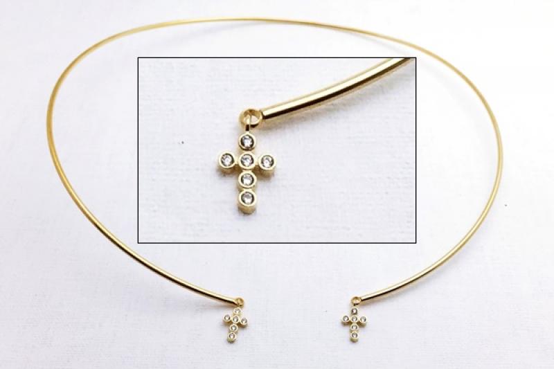 [Ozel] Elegant Glossy Brass Cubic Necklace
