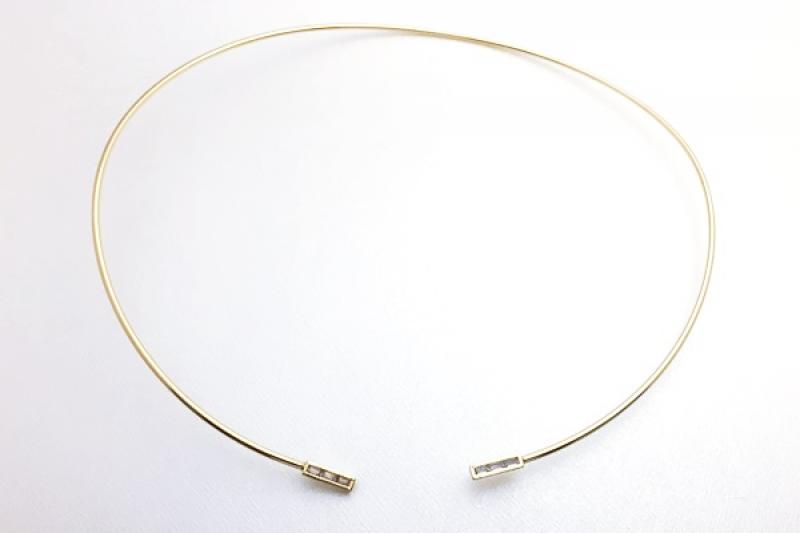 [Ozel] Unique Mood Glossy Brass Cubic Choker Necklace