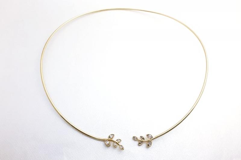[Ozel] Luxurious Glossy Brass Cubic Choker Necklace