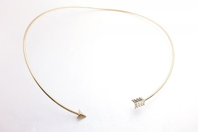 [Ozel] Feminine Glossy Brass Cubic Choker Necklace