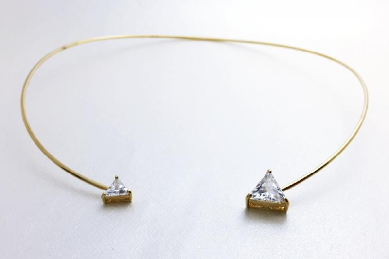 [Ozel] Unique Mood Glossy Brass Cubic Choker Necklace