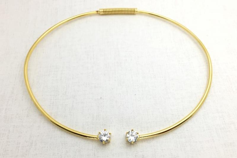 [Ozel] Elegant Glossy Brass Cubic Necklace