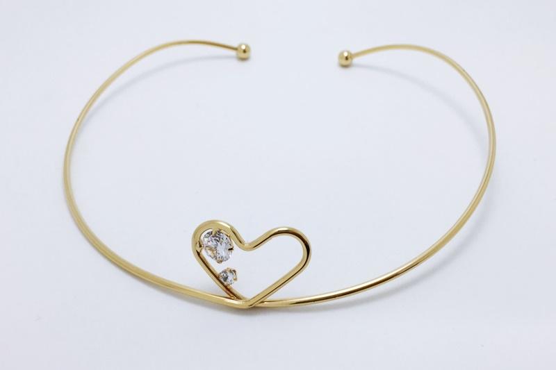 [Ozel] Sophisticated Glossy Brass Cubic Necklace