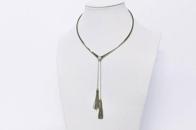 [Ozel] Girlfriend Gift Glossy Brass Cubic Choker Necklace