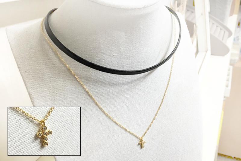 [Ozel] Luxurious Glossy Brass Cubic Necklace